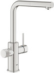 Grohe Blue Pure Minta Filterarmatur mit herausziehbarem, 360° „L“-Auslauf, Edelstahl